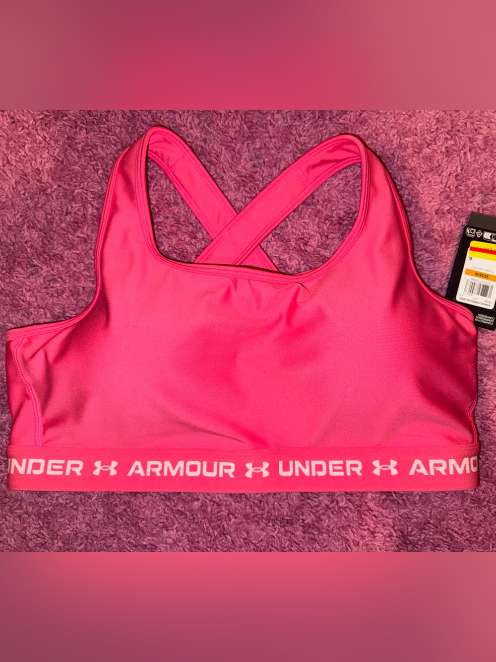 NWT!!Under Armour Hot Pink Crossback Sports Bra